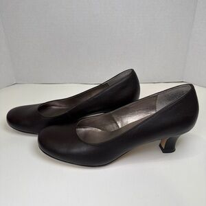 Array Flatter Leather Pumps Dark Brown Size 8 M Womens Y2K Round Toe Baby